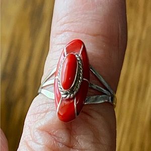 NATIVE AMERICAN RED CORAL RING